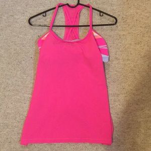pink Lululemon tank with built in sports bra